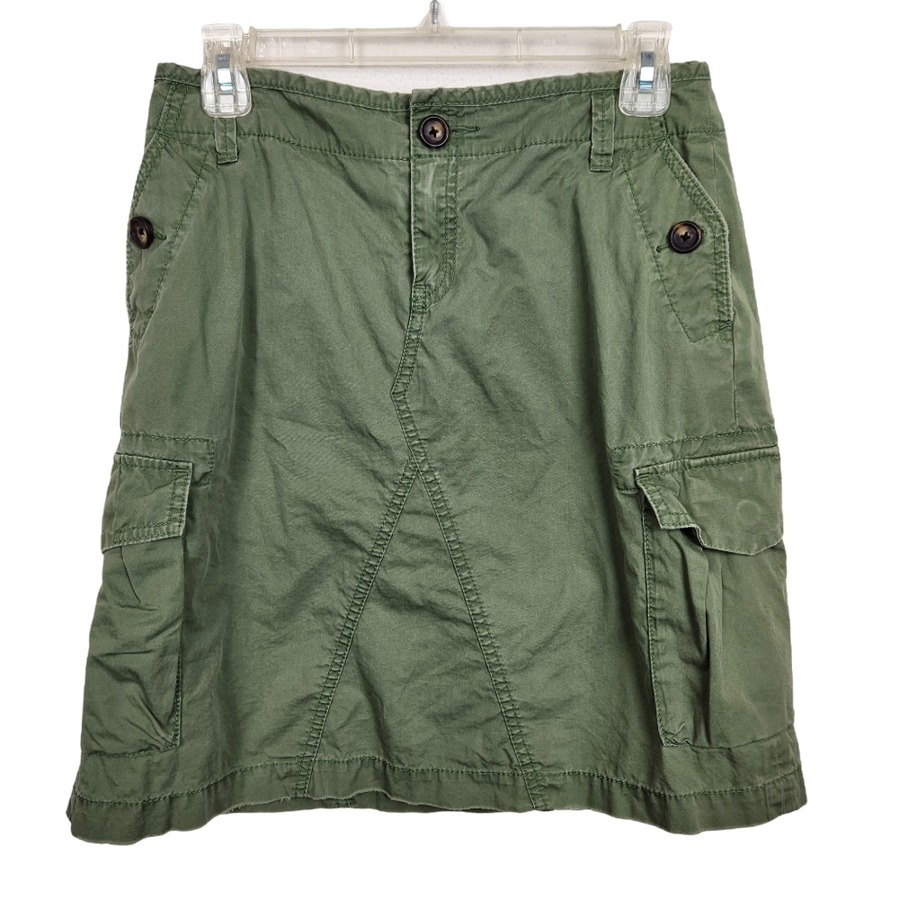 Banana Republic Army Olive Green Cargo Military Utility Skirt Size 4